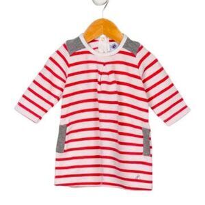 2/$30 Petit Bateau Pink Girls' Striped Long Sleeve Knit Dress 18M